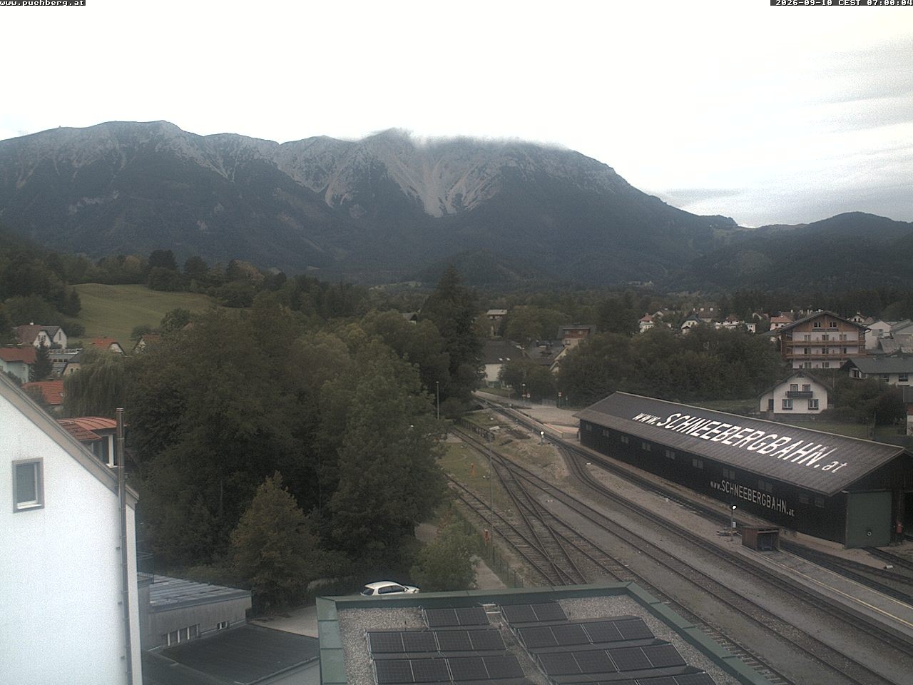 Archiv Foto Webcam Bahnhof in Puchberg am Schneeberg and Schneeberg Panorama
