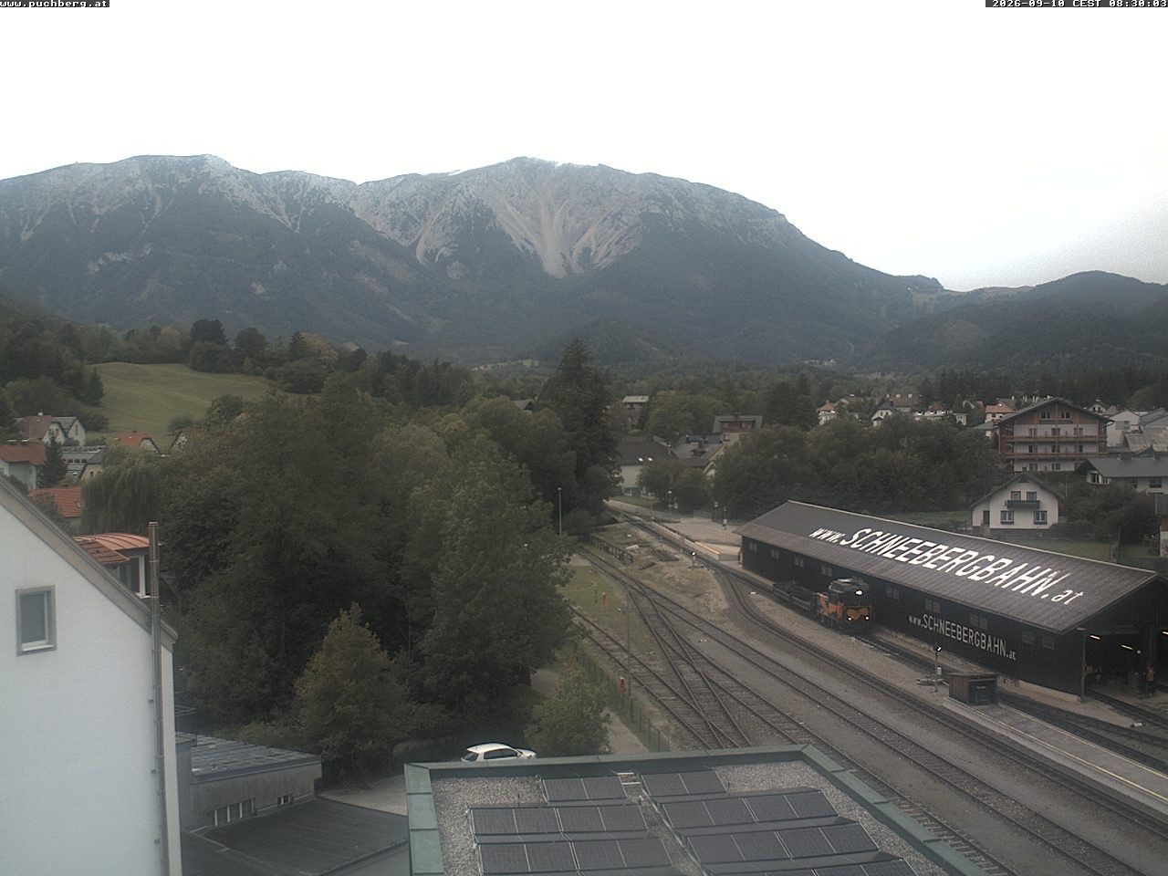 Archiv Foto Webcam Bahnhof in Puchberg am Schneeberg and Schneeberg Panorama