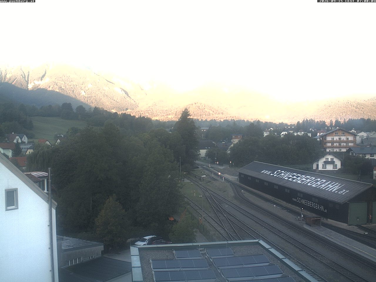 Archiv Foto Webcam Bahnhof in Puchberg am Schneeberg and Schneeberg Panorama