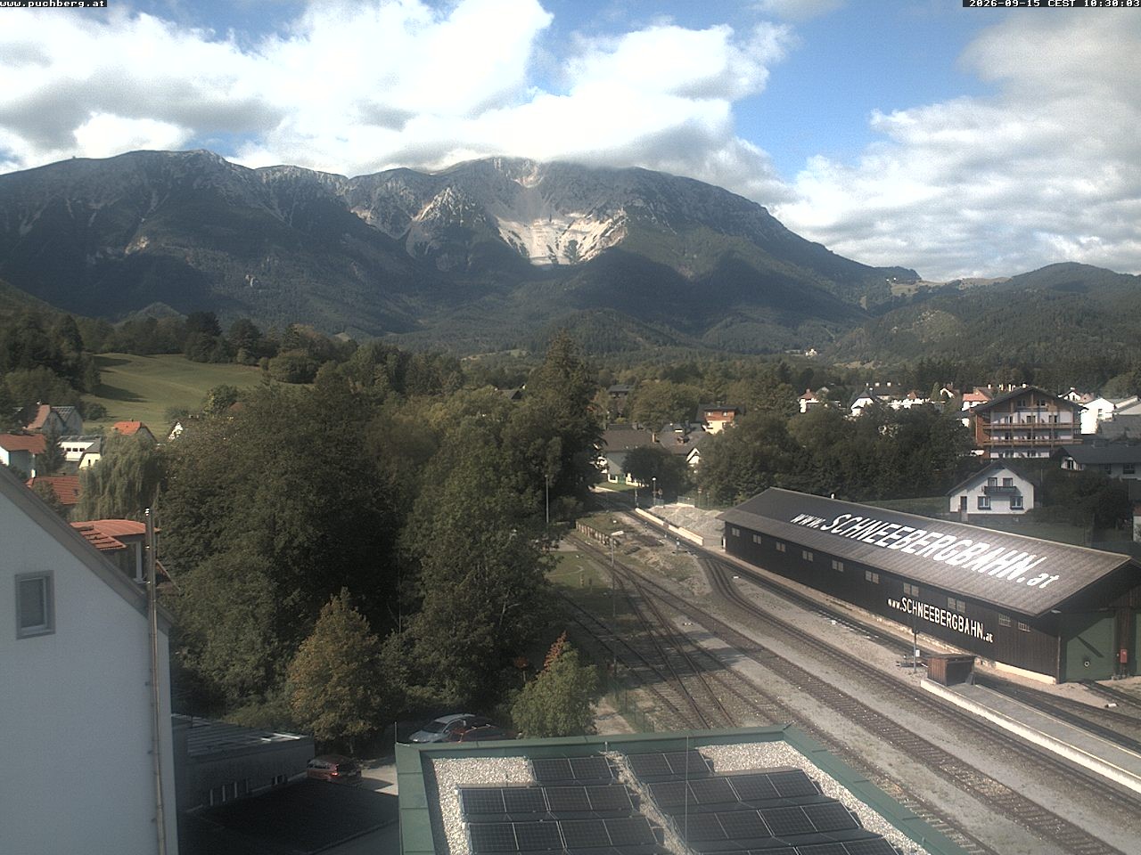 Archiv Foto Webcam Bahnhof in Puchberg am Schneeberg and Schneeberg Panorama