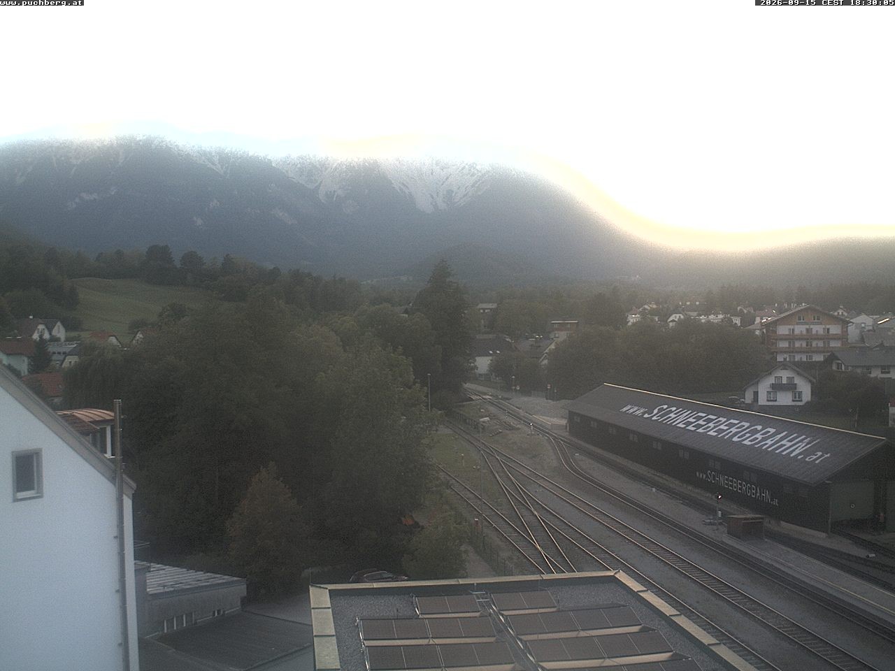Archiv Foto Webcam Bahnhof in Puchberg am Schneeberg and Schneeberg Panorama