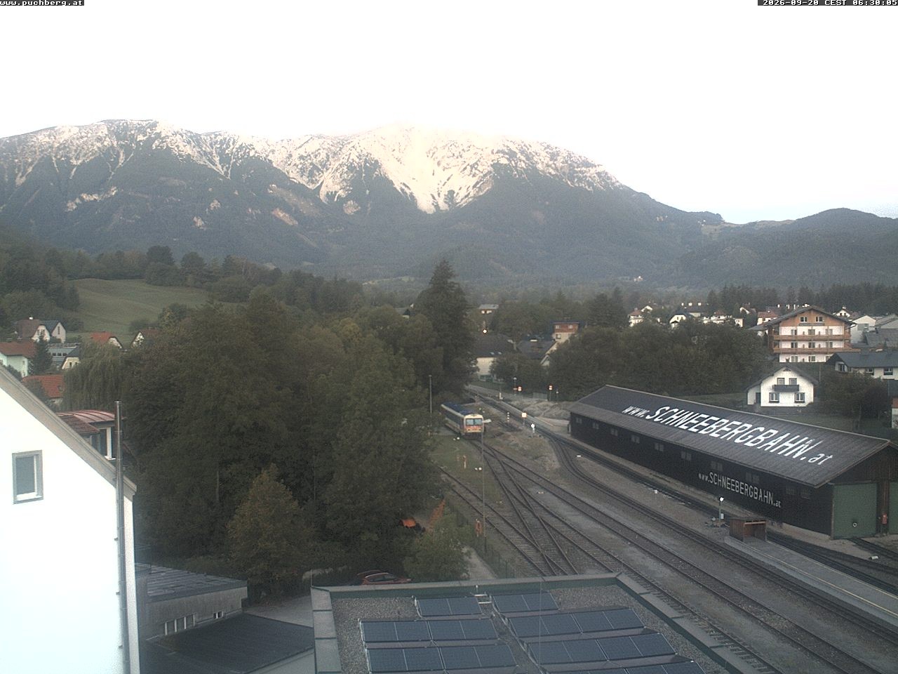 Archiv Foto Webcam Bahnhof in Puchberg am Schneeberg and Schneeberg Panorama