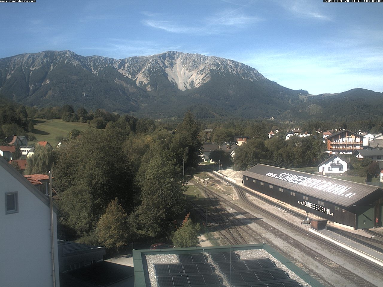 Archiv Foto Webcam Bahnhof in Puchberg am Schneeberg and Schneeberg Panorama