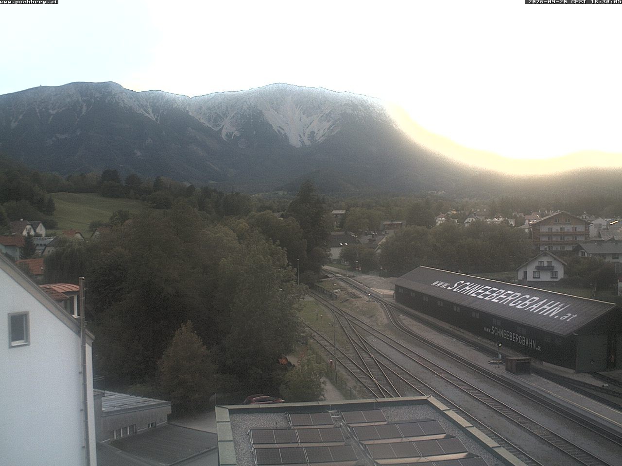 Archiv Foto Webcam Bahnhof in Puchberg am Schneeberg and Schneeberg Panorama