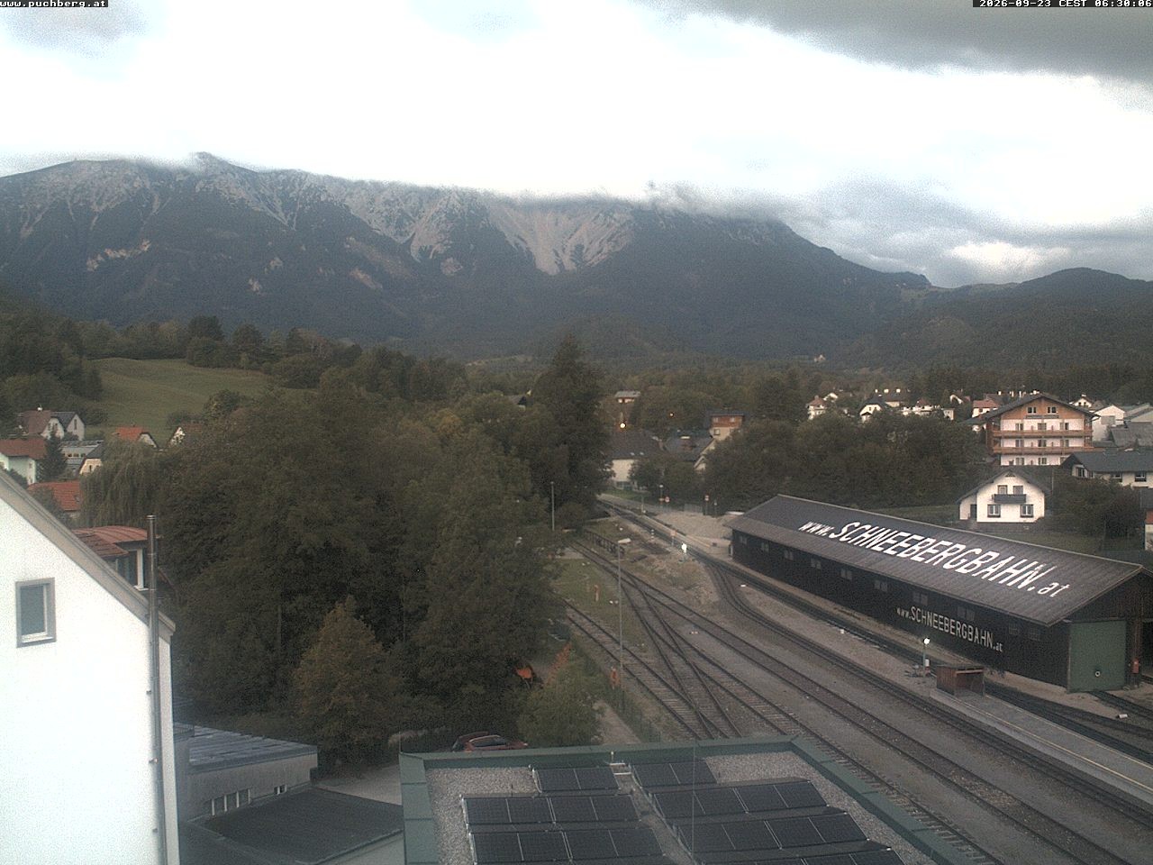 Archiv Foto Webcam Bahnhof in Puchberg am Schneeberg and Schneeberg Panorama