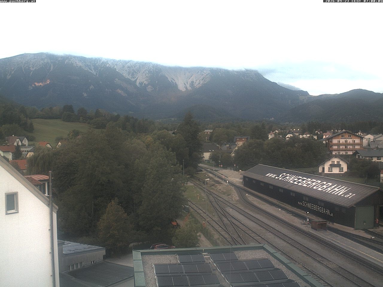 Archiv Foto Webcam Bahnhof in Puchberg am Schneeberg and Schneeberg Panorama