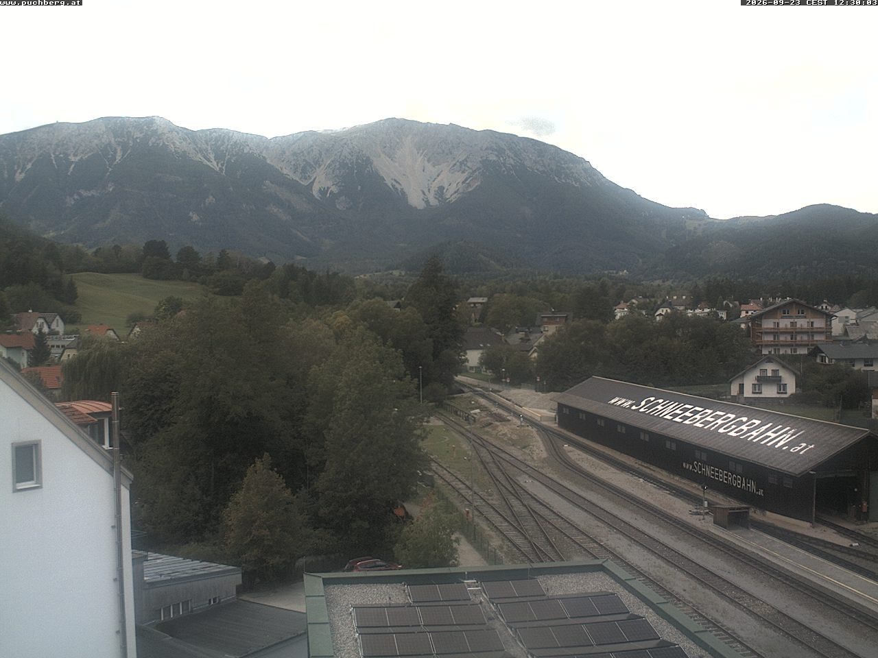 Archiv Foto Webcam Bahnhof in Puchberg am Schneeberg and Schneeberg Panorama