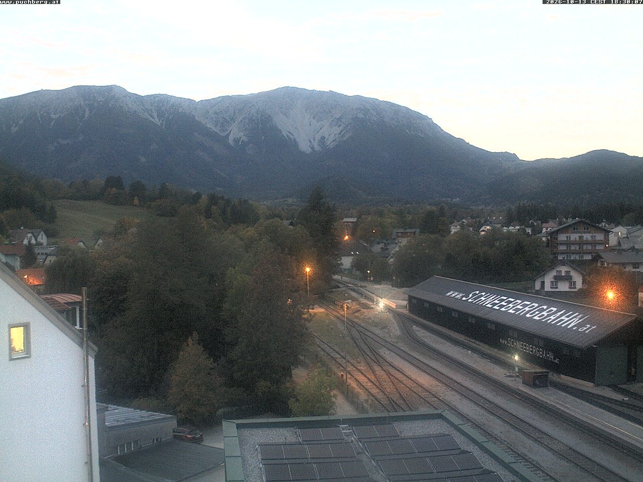 Archiv Foto Webcam Bahnhof in Puchberg am Schneeberg and Schneeberg Panorama