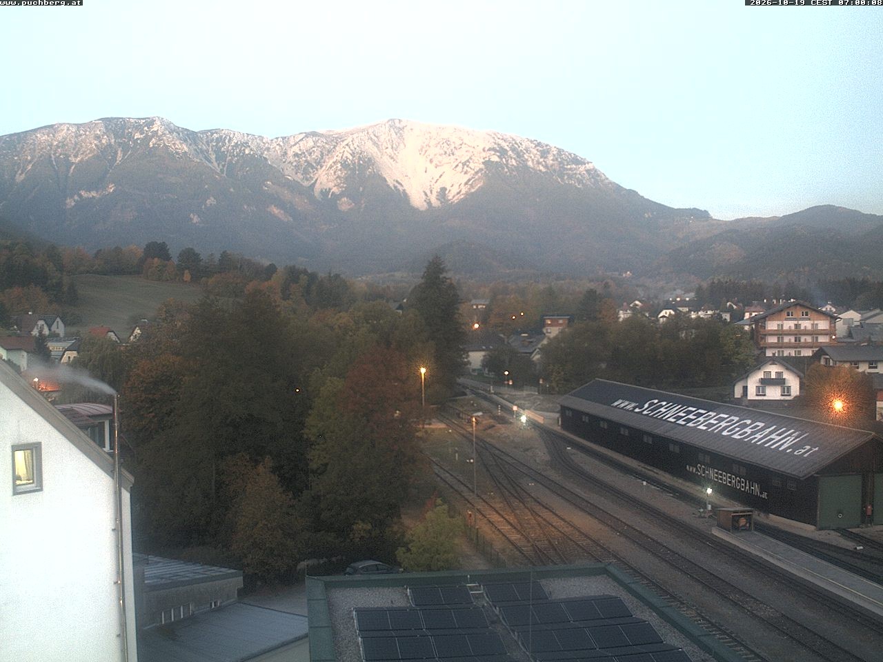 Archiv Foto Webcam Bahnhof in Puchberg am Schneeberg and Schneeberg Panorama