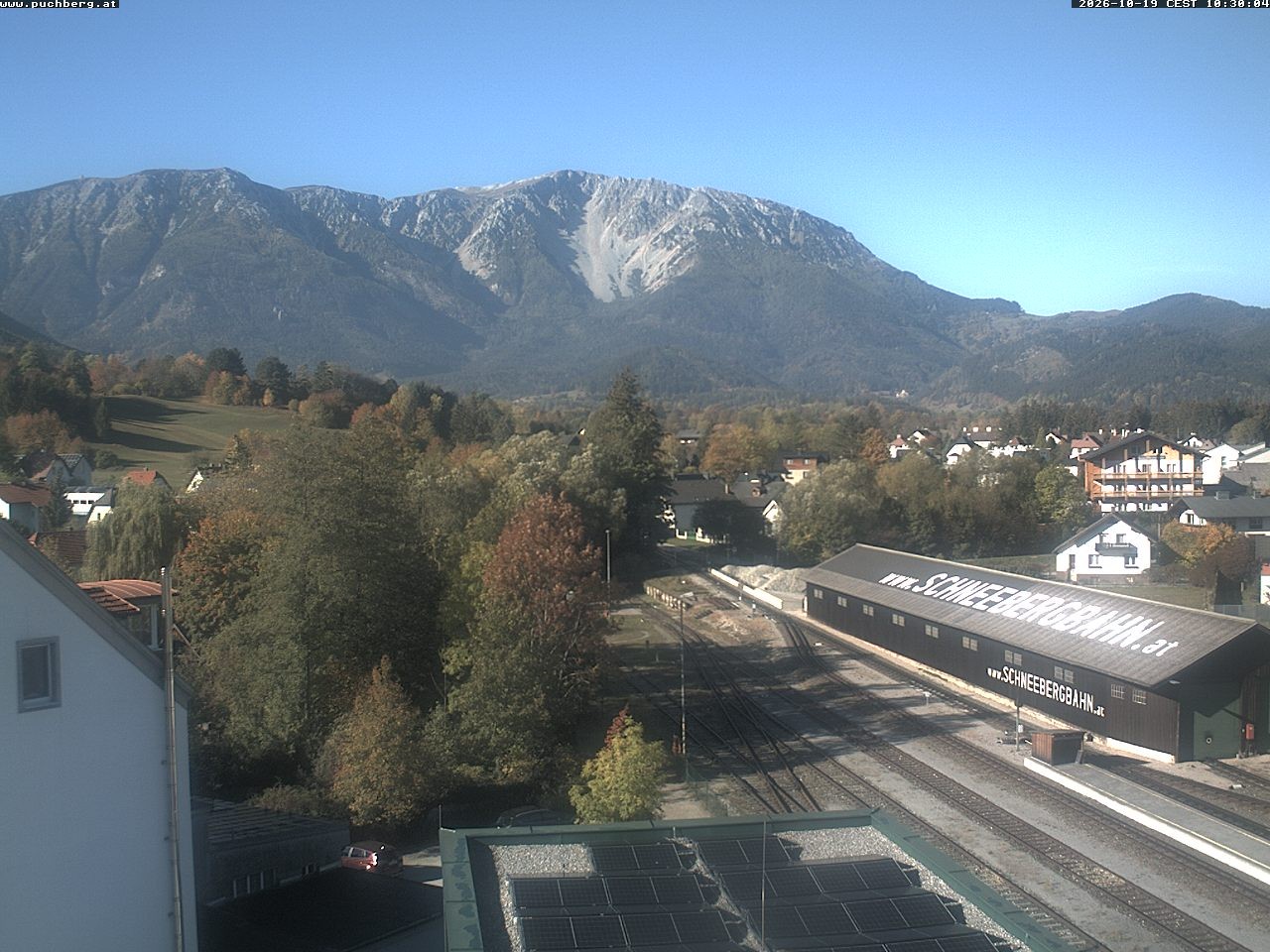 Archiv Foto Webcam Bahnhof in Puchberg am Schneeberg and Schneeberg Panorama
