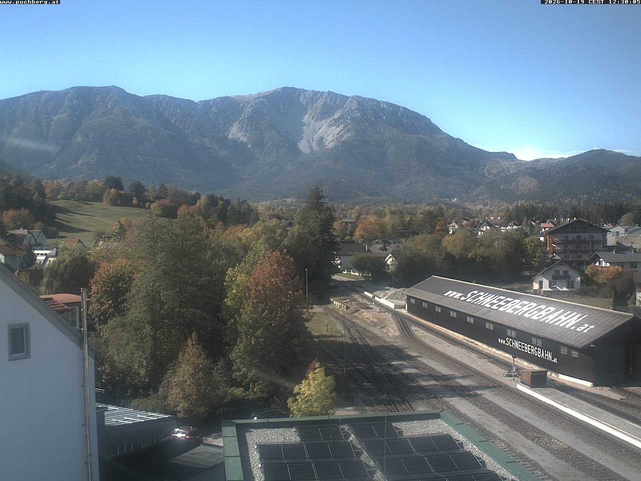 Archiv Foto Webcam Bahnhof in Puchberg am Schneeberg and Schneeberg Panorama