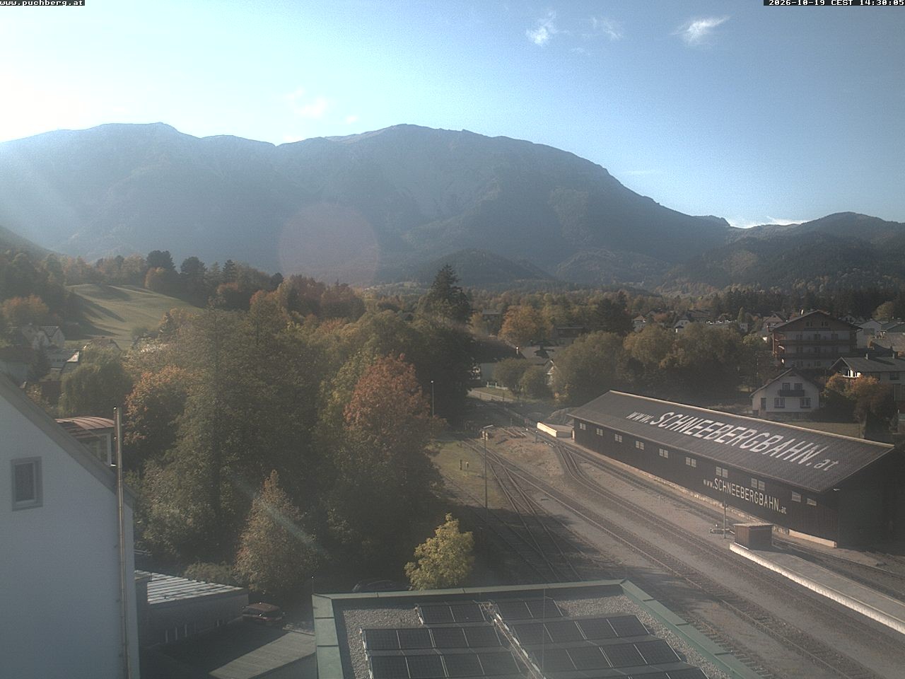 Archiv Foto Webcam Bahnhof in Puchberg am Schneeberg and Schneeberg Panorama