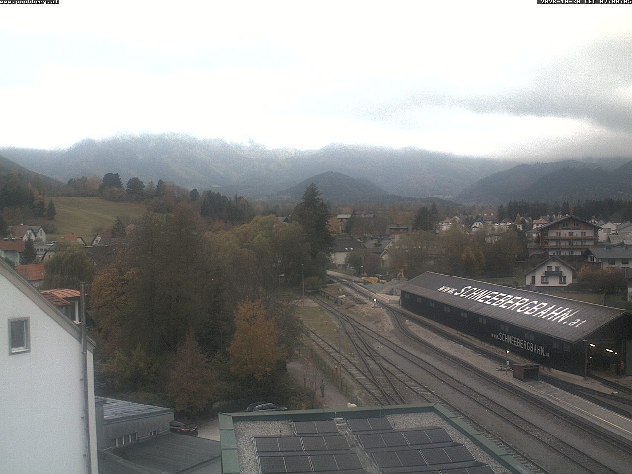 Archiv Foto Webcam Bahnhof in Puchberg am Schneeberg and Schneeberg Panorama