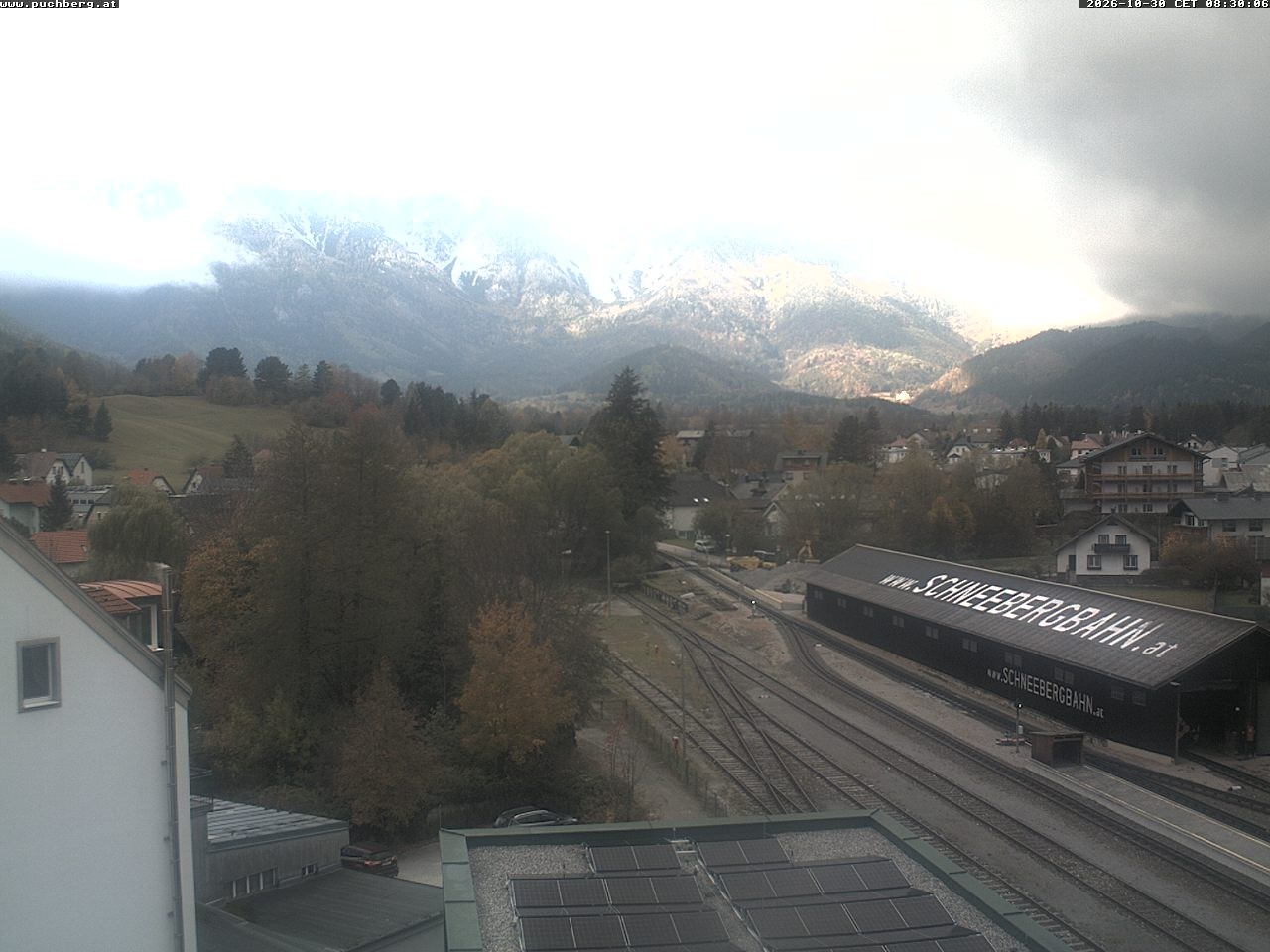 Archiv Foto Webcam Bahnhof in Puchberg am Schneeberg and Schneeberg Panorama