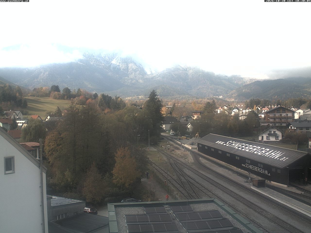 Archiv Foto Webcam Bahnhof in Puchberg am Schneeberg and Schneeberg Panorama