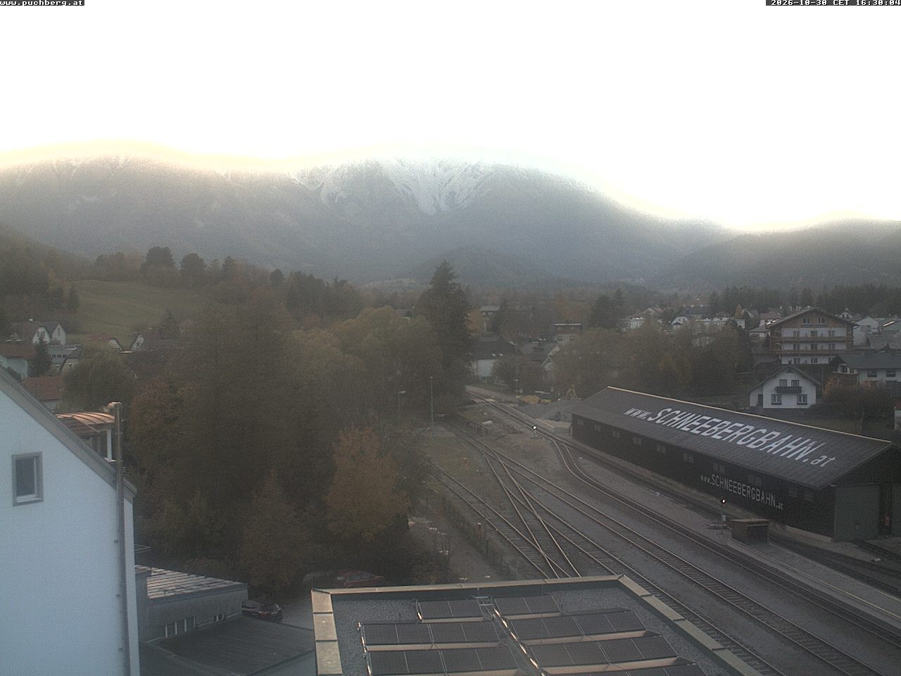 Archiv Foto Webcam Bahnhof in Puchberg am Schneeberg and Schneeberg Panorama