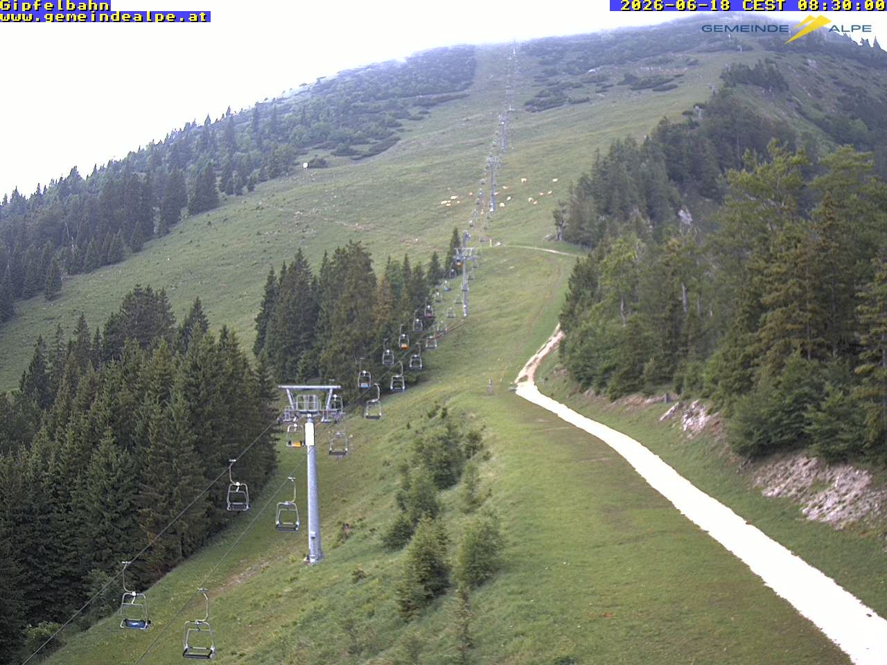 Archiv Foto Webcam Gemeindealpe Gipfelbahn und Gipfel