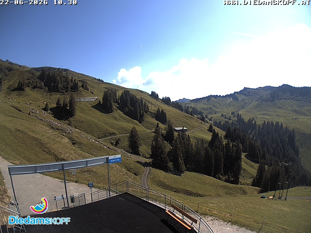Archiv Foto Webcam Diedamskopf: Ausblick Wedelstube
