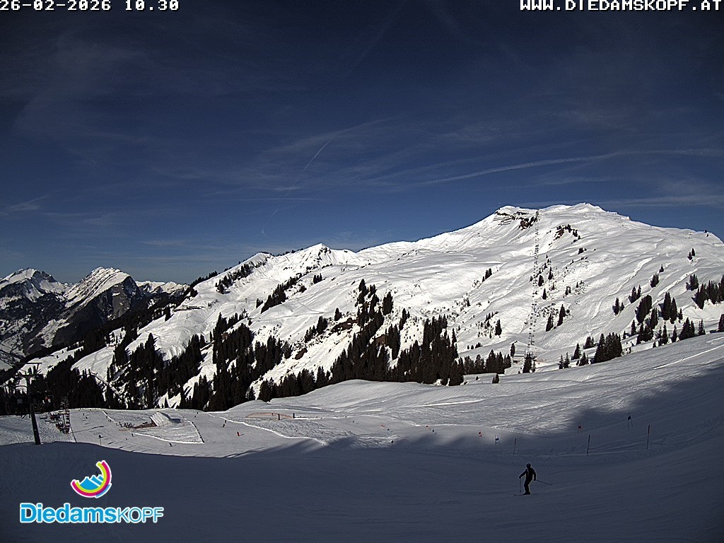 Archived image Webcam Diedamskopf: Panoramic view Breitenalpe