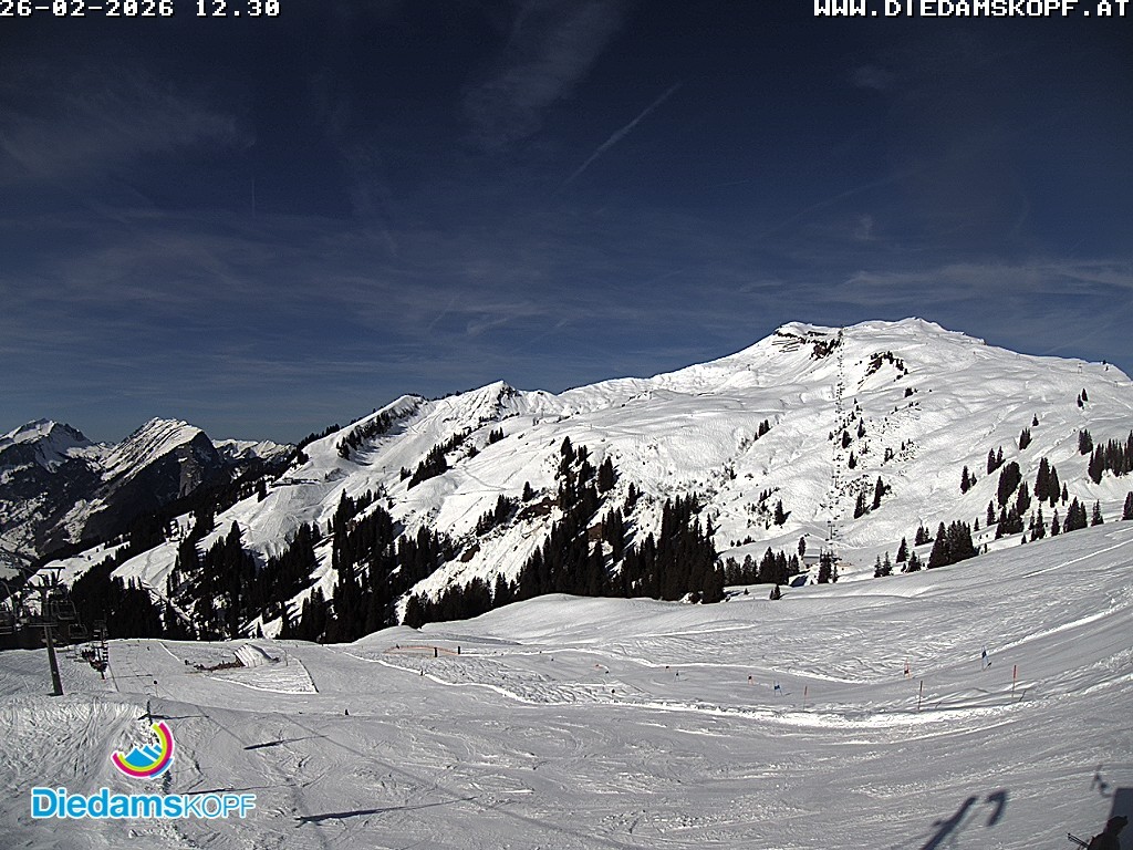 Archived image Webcam Diedamskopf: Panoramic view Breitenalpe