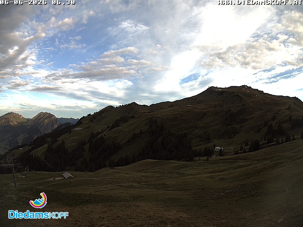 Archived image Webcam Diedamskopf: Panoramic view Breitenalpe