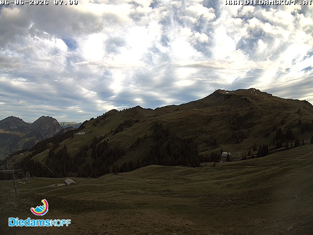 Archived image Webcam Diedamskopf: Panoramic view Breitenalpe