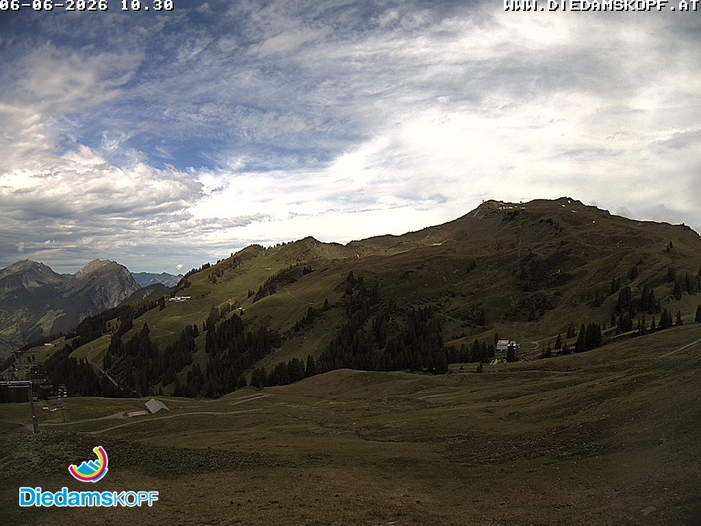 Archived image Webcam Diedamskopf: Panoramic view Breitenalpe
