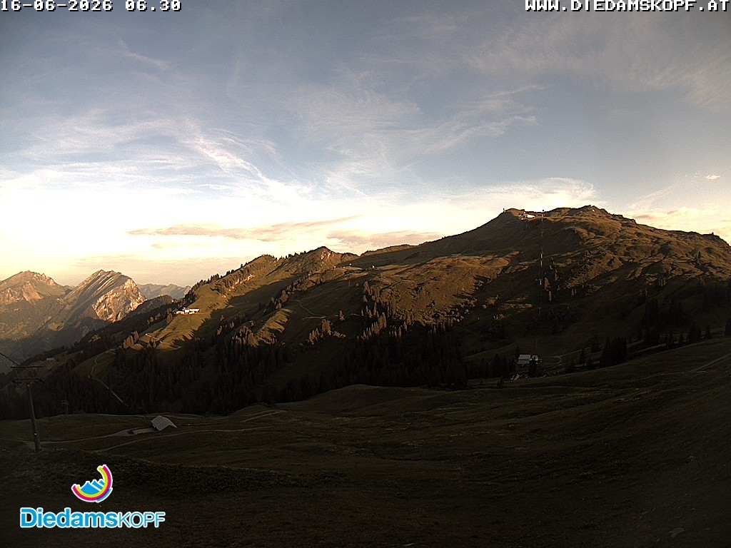 Archived image Webcam Diedamskopf: Panoramic view Breitenalpe
