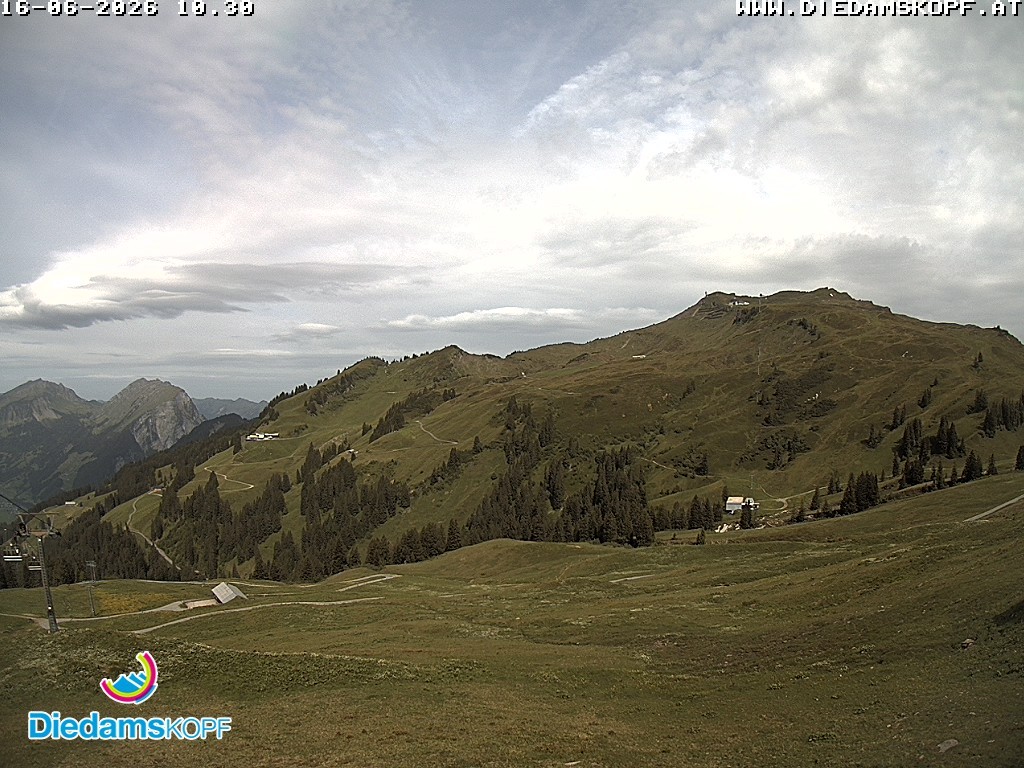 Archived image Webcam Diedamskopf: Panoramic view Breitenalpe