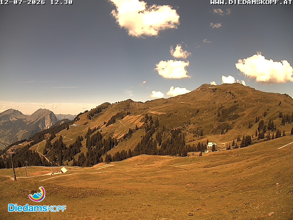 Archived image Webcam Diedamskopf: Panoramic view Breitenalpe