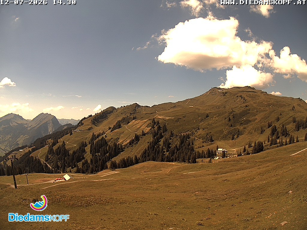 Archived image Webcam Diedamskopf: Panoramic view Breitenalpe