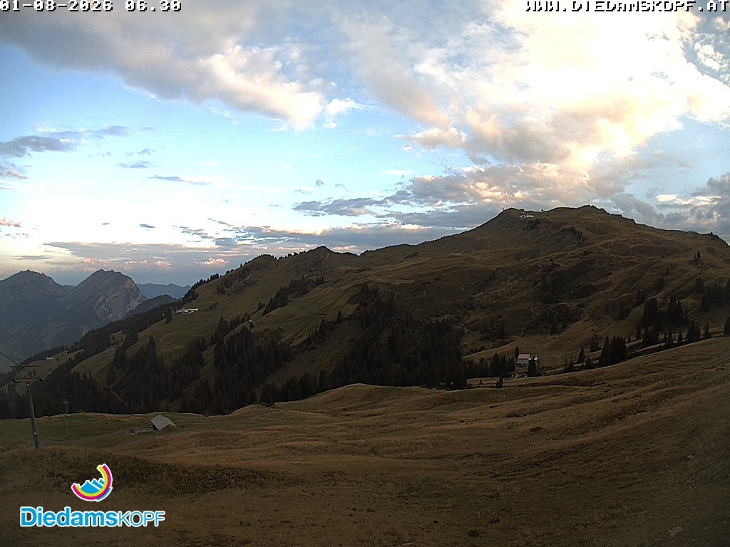 Archived image Webcam Diedamskopf: Panoramic view Breitenalpe
