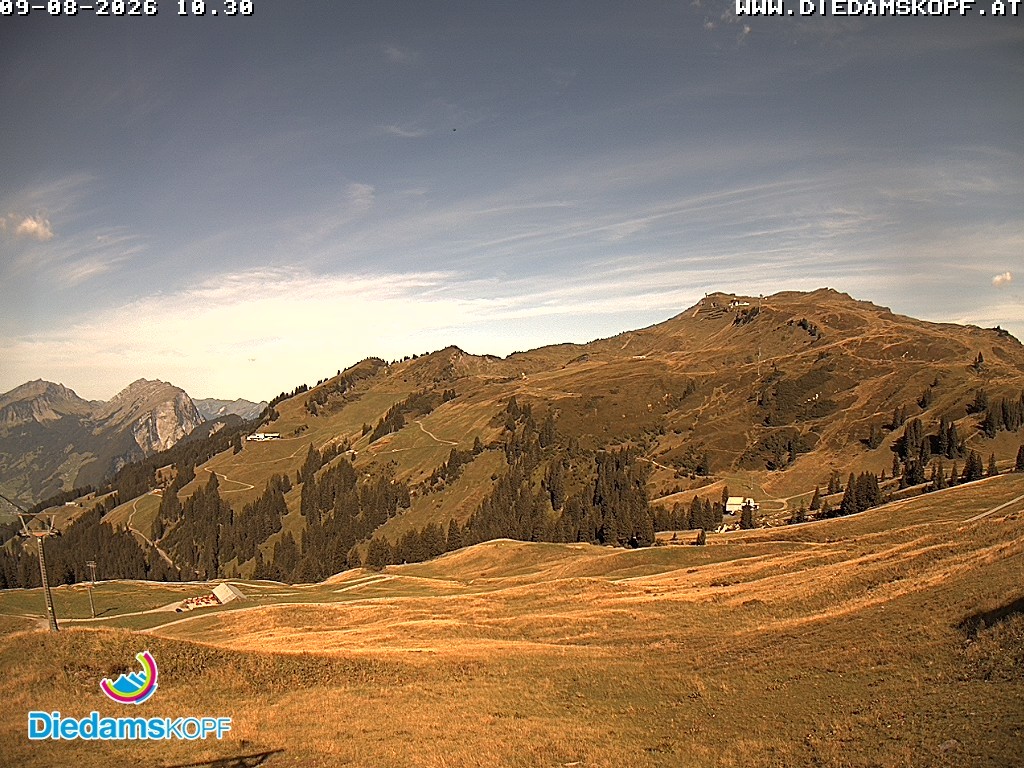 Archived image Webcam Diedamskopf: Panoramic view Breitenalpe