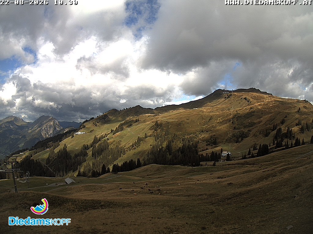 Archived image Webcam Diedamskopf: Panoramic view Breitenalpe