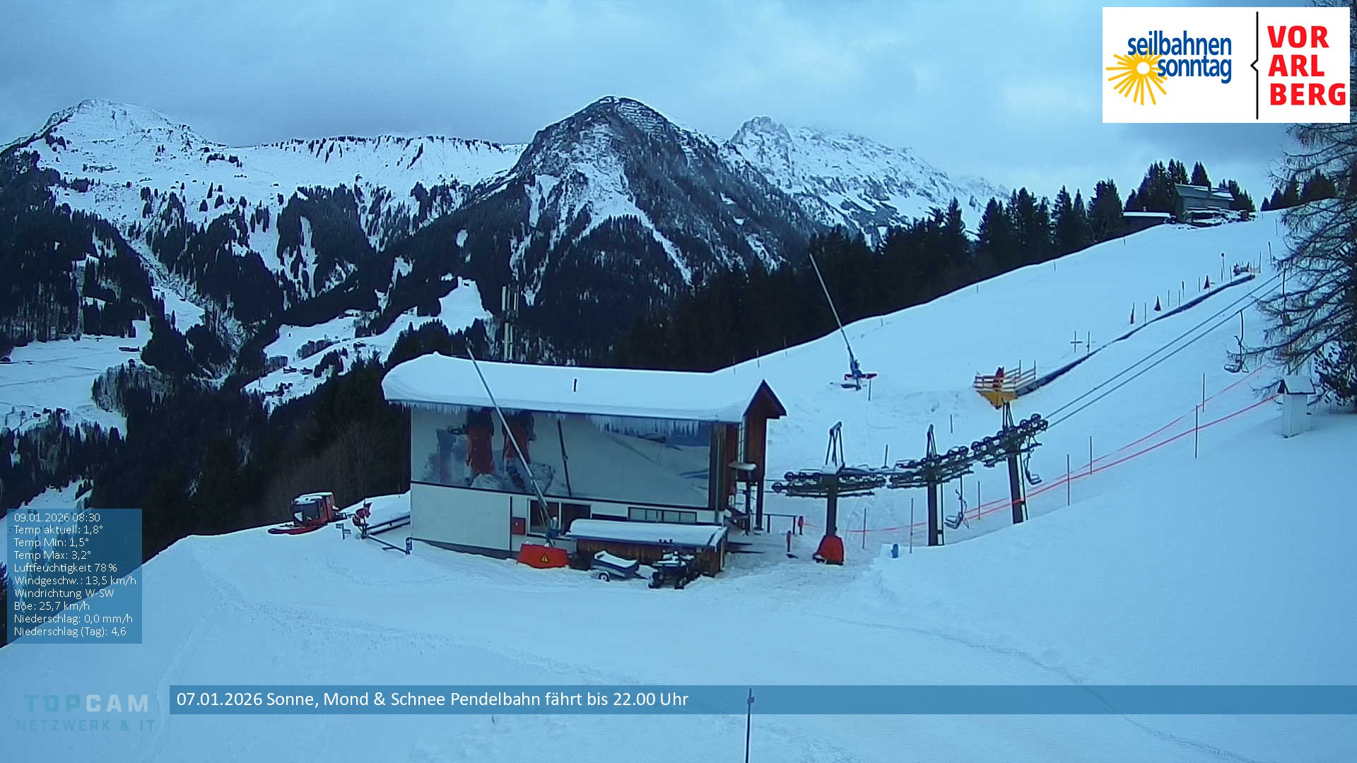Archiv Foto Webcam Bergstation Pendelbahn in Sonntag