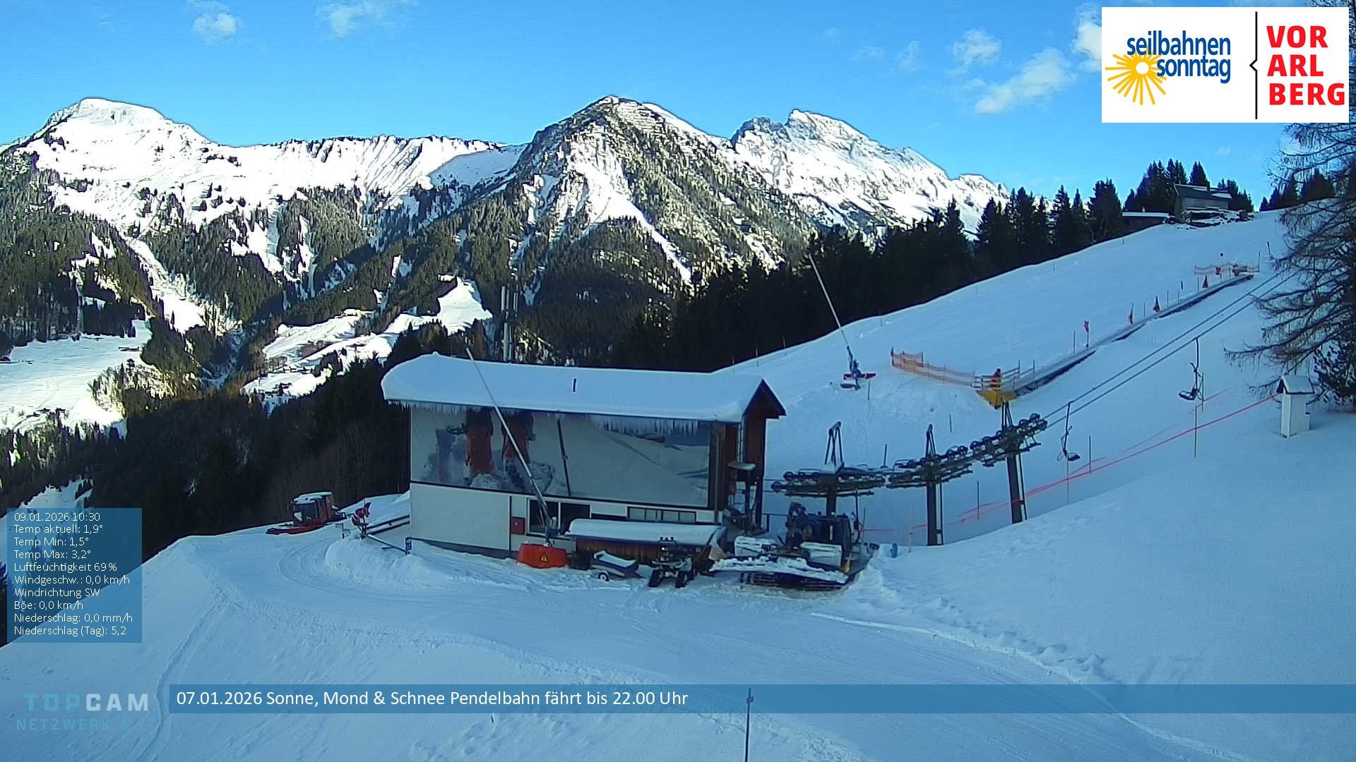 Archiv Foto Webcam Bergstation Pendelbahn in Sonntag