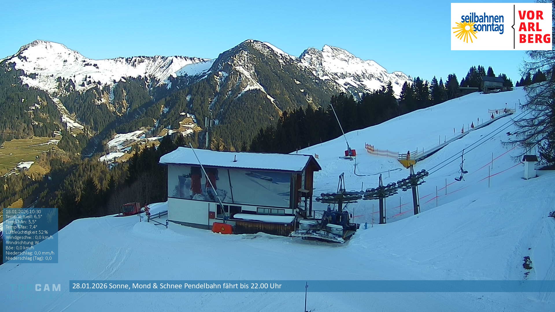 Archiv Foto Webcam Bergstation Pendelbahn in Sonntag