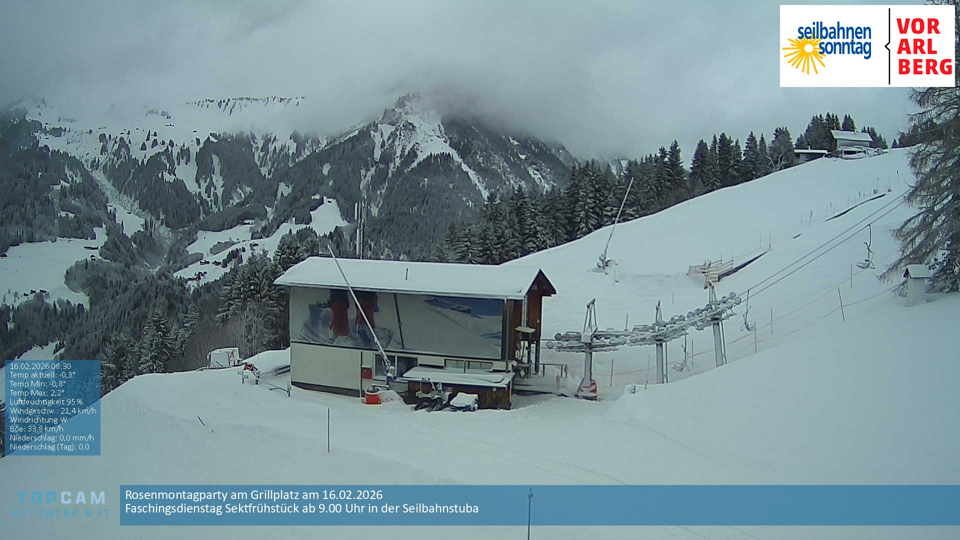 Archiv Foto Webcam Bergstation Pendelbahn in Sonntag