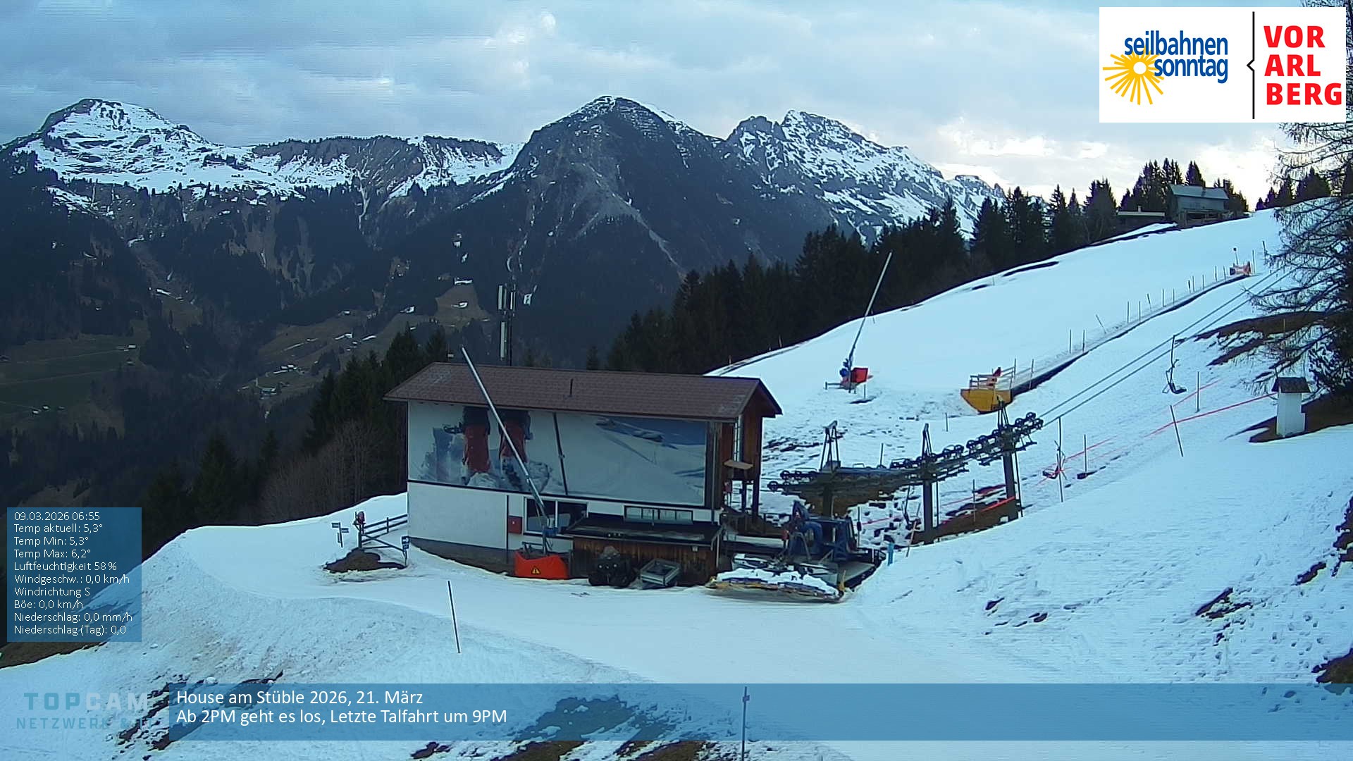 Archiv Foto Webcam Bergstation Pendelbahn in Sonntag