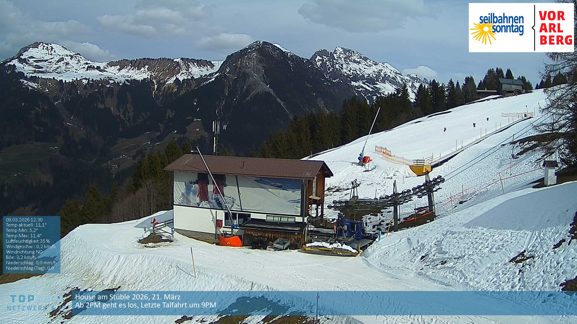 Archiv Foto Webcam Bergstation Pendelbahn in Sonntag