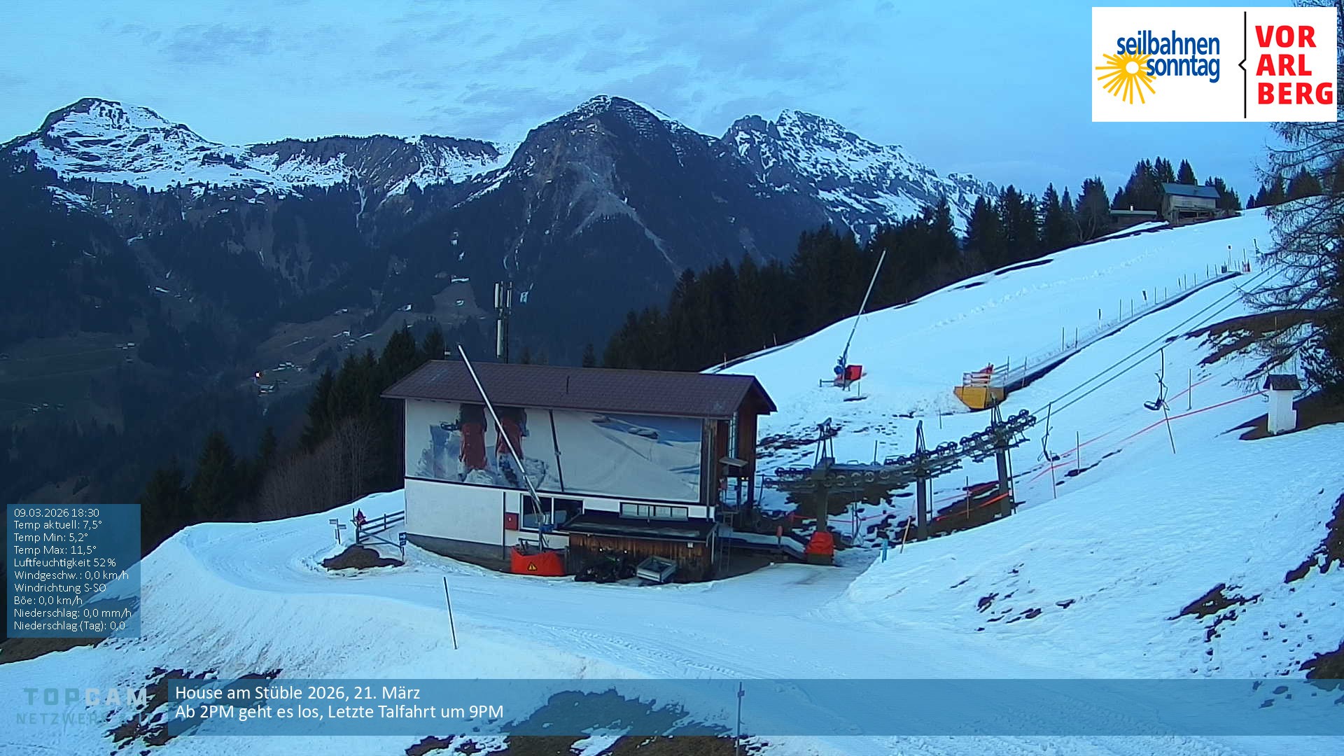 Archiv Foto Webcam Bergstation Pendelbahn in Sonntag