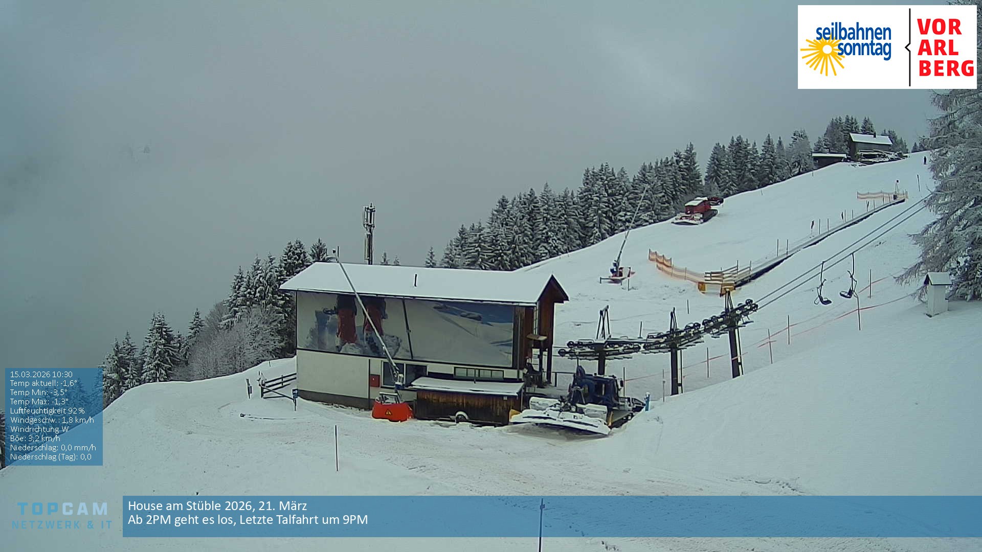 Archiv Foto Webcam Bergstation Pendelbahn in Sonntag