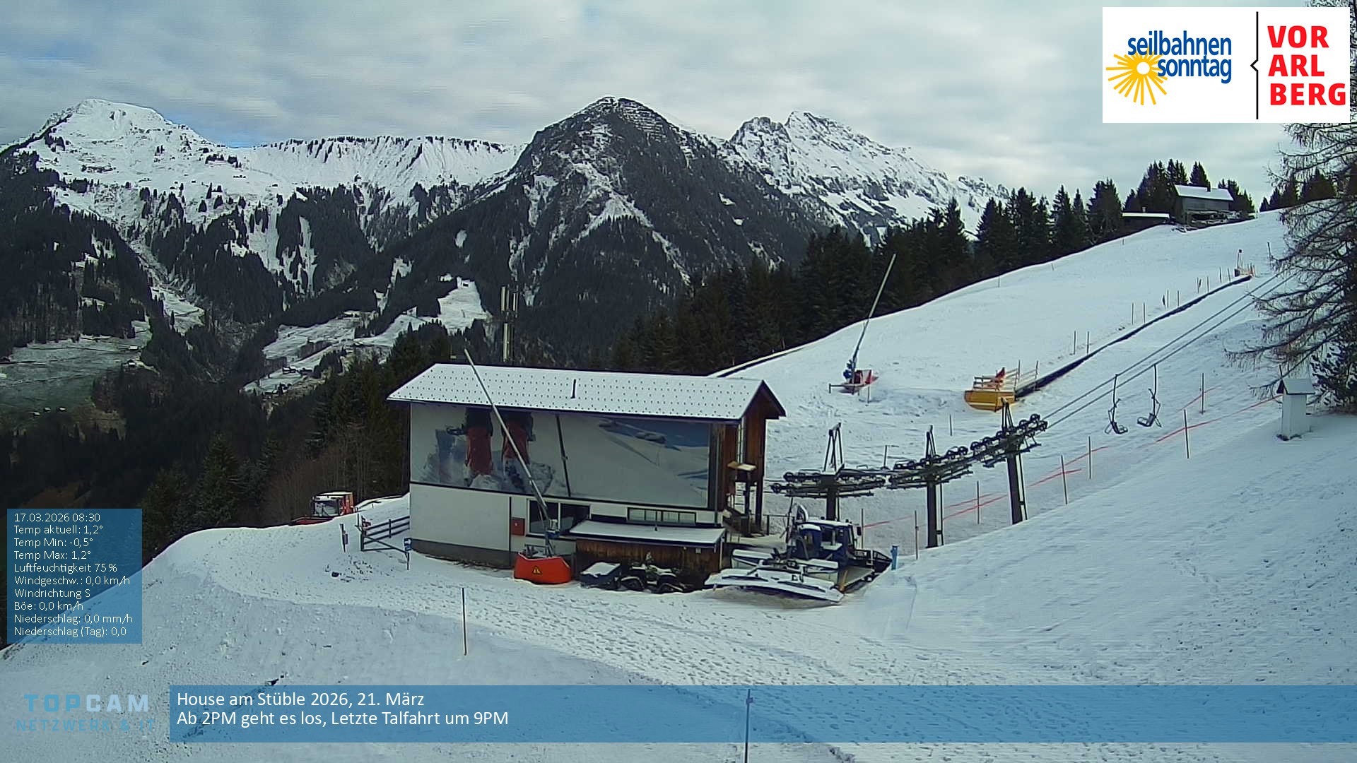 Archiv Foto Webcam Bergstation Pendelbahn in Sonntag