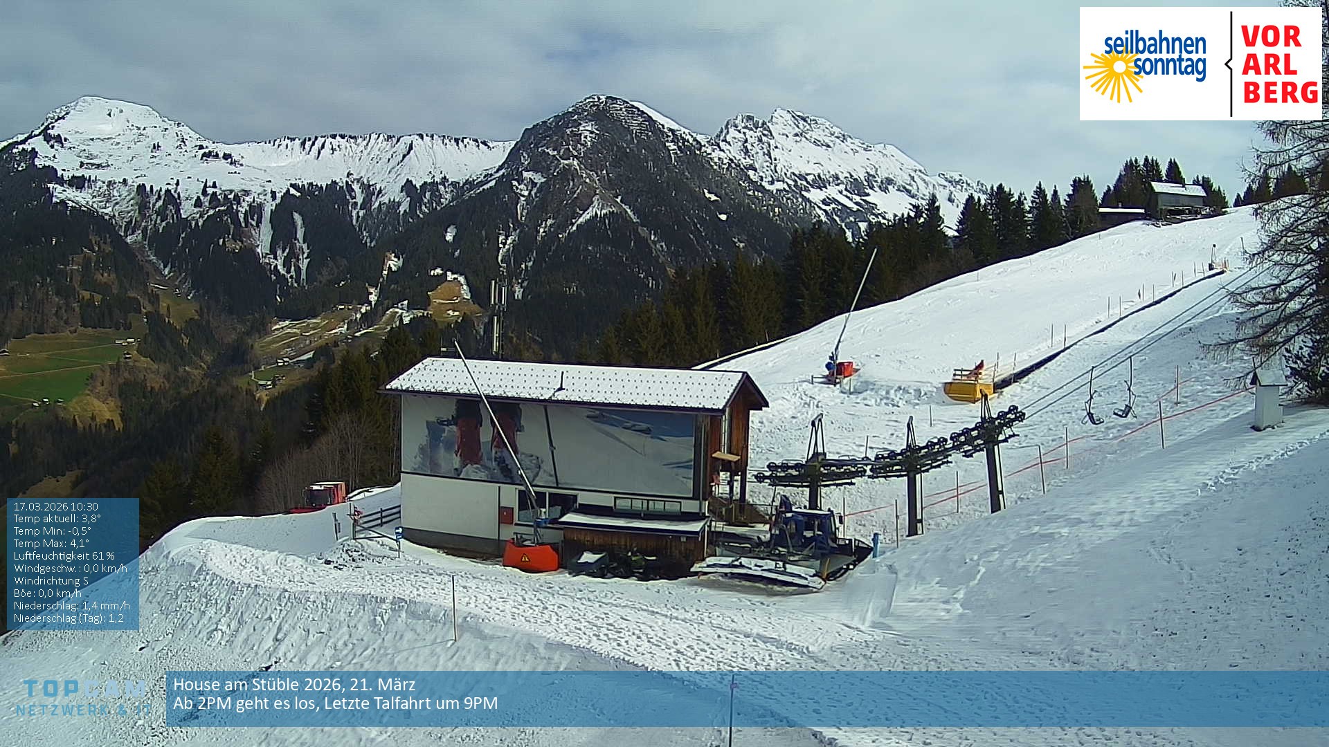 Archiv Foto Webcam Bergstation Pendelbahn in Sonntag