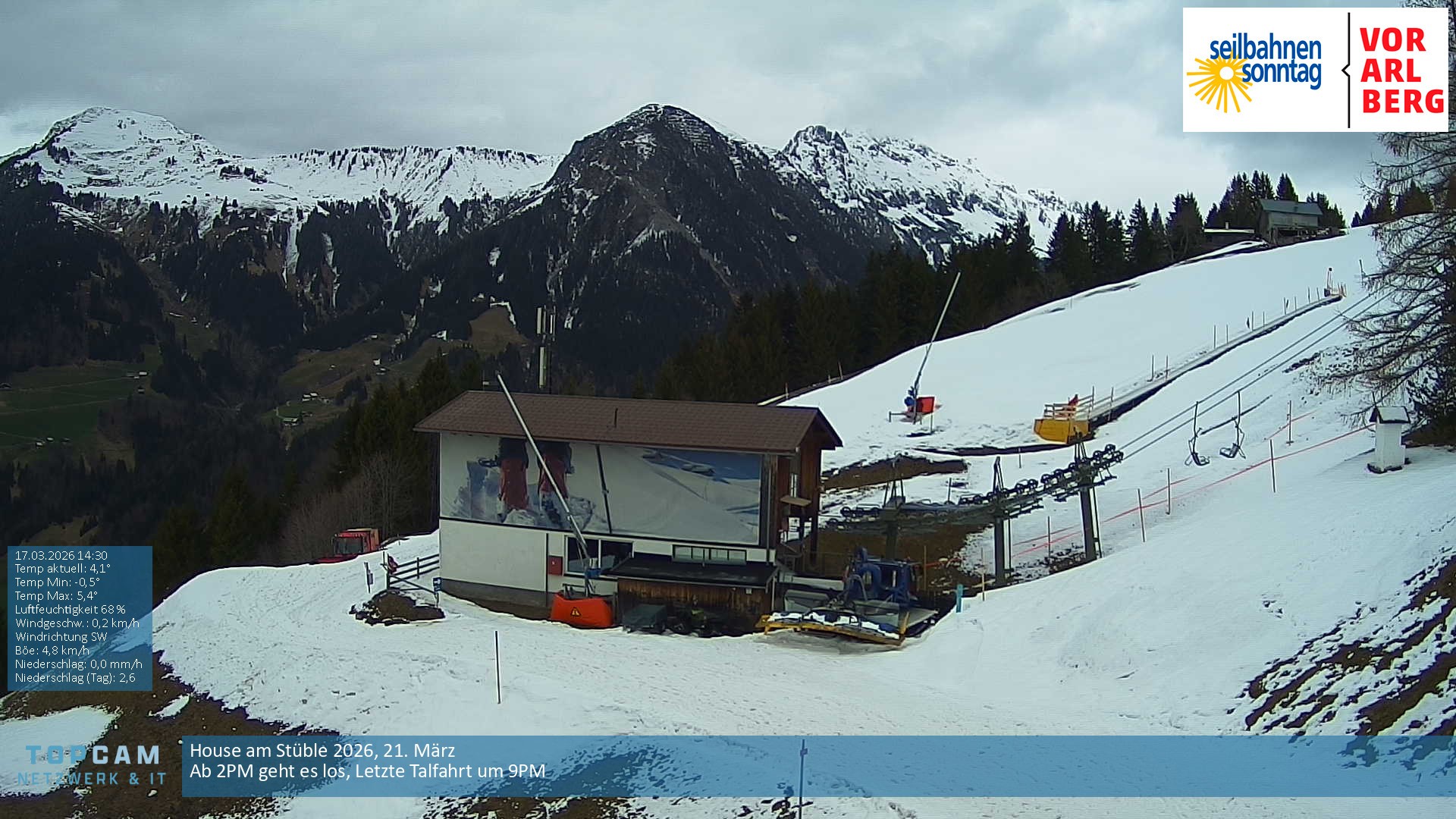 Archiv Foto Webcam Bergstation Pendelbahn in Sonntag