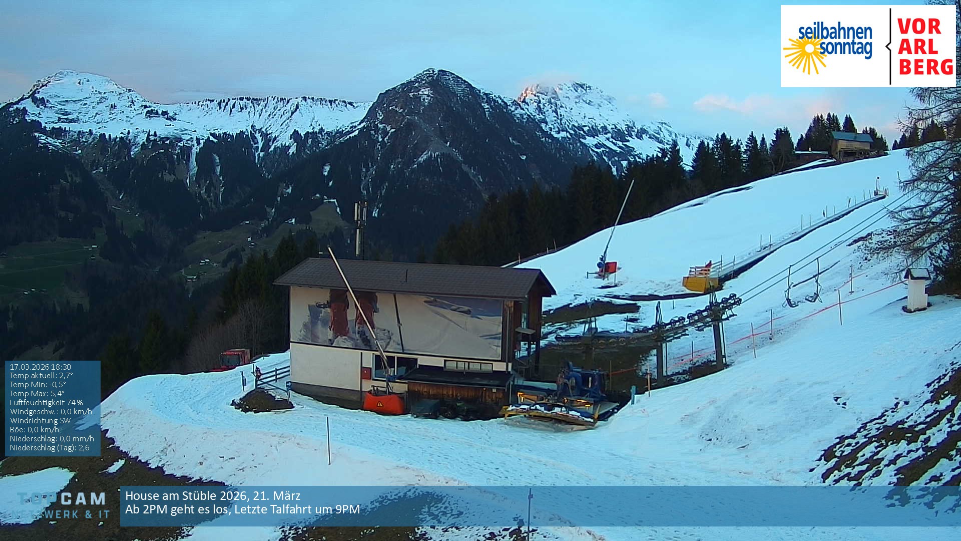 Archiv Foto Webcam Bergstation Pendelbahn in Sonntag