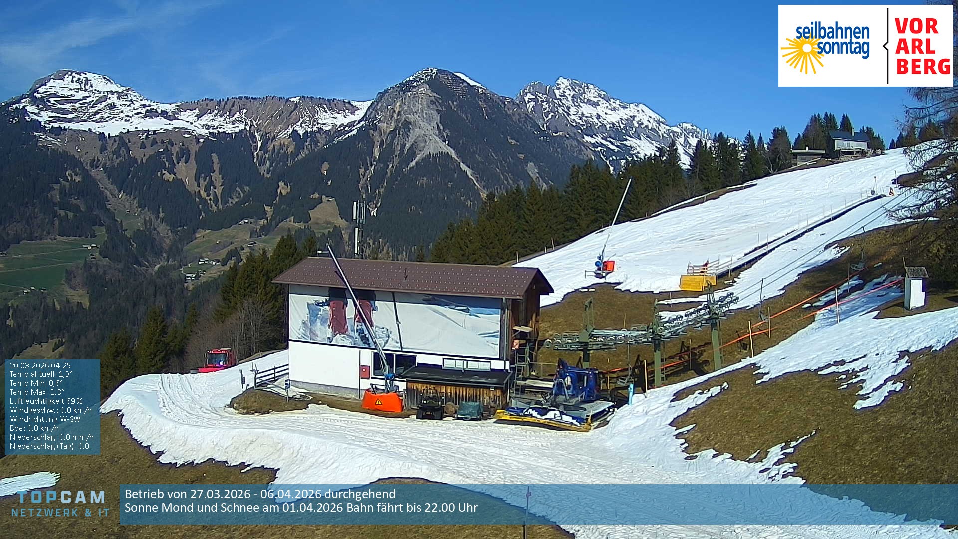 Archiv Foto Webcam Bergstation Pendelbahn in Sonntag