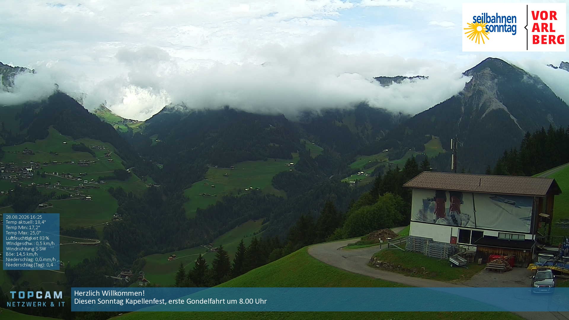 Archiv Foto Webcam Bergstation Pendelbahn in Sonntag