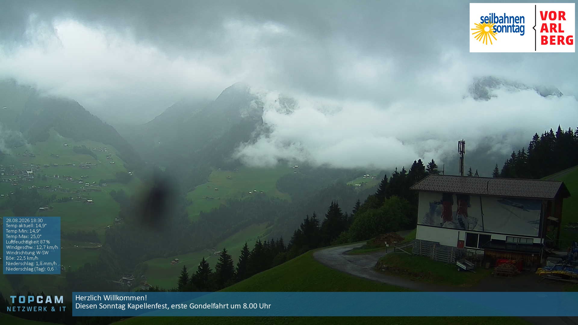 Archiv Foto Webcam Bergstation Pendelbahn in Sonntag