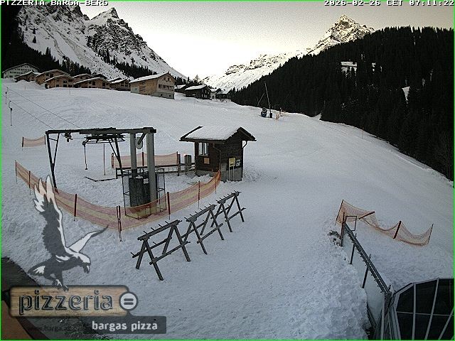 Archived image Webcam restaurant "Pizzeria Barga" in Gargellen, Vorarlberg